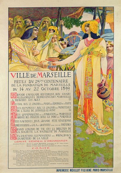 Poster created for the commemoration of the foundation of Marseilles, engraved by A. Gallice, 1899 by David Dellepiane